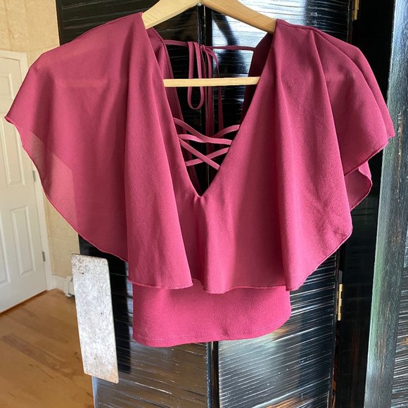 Windsor Night/Evening Crop Top w/ Wing Sleeves - Picture 1 of 3